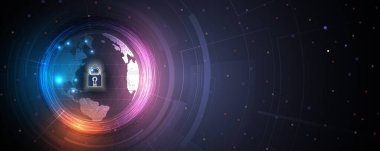 İş geçmişi için internet dijital siber güvenlik teknolojisi kavramı. Yaban domuzunu kilitle.