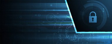 Siber güvenlik ve bilgi ya da ağ koruması. İş ve internet projesi için gelecekteki siber teknoloji web hizmetleri