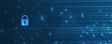 Siber güvenlik ve bilgi ya da ağ koruması. İş ve internet projesi için gelecekteki siber teknoloji web hizmetleri