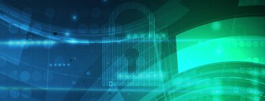 Siber güvenlik ve bilgi ya da ağ koruması. İş ve internet projesi için gelecekteki siber teknoloji web hizmetleri