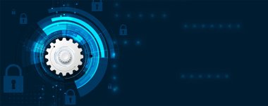 Siber güvenlik ve bilgi ya da ağ koruması. İş ve internet projesi için gelecekteki siber teknoloji web hizmetleri