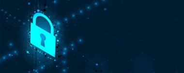 Siber güvenlik ve bilgi ya da ağ koruması. İş ve internet projesi için gelecekteki siber teknoloji web hizmetleri