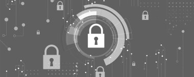 Siber güvenlik ve bilgi ya da ağ koruması. İş ve internet projesi için gelecekteki siber teknoloji web hizmetleri