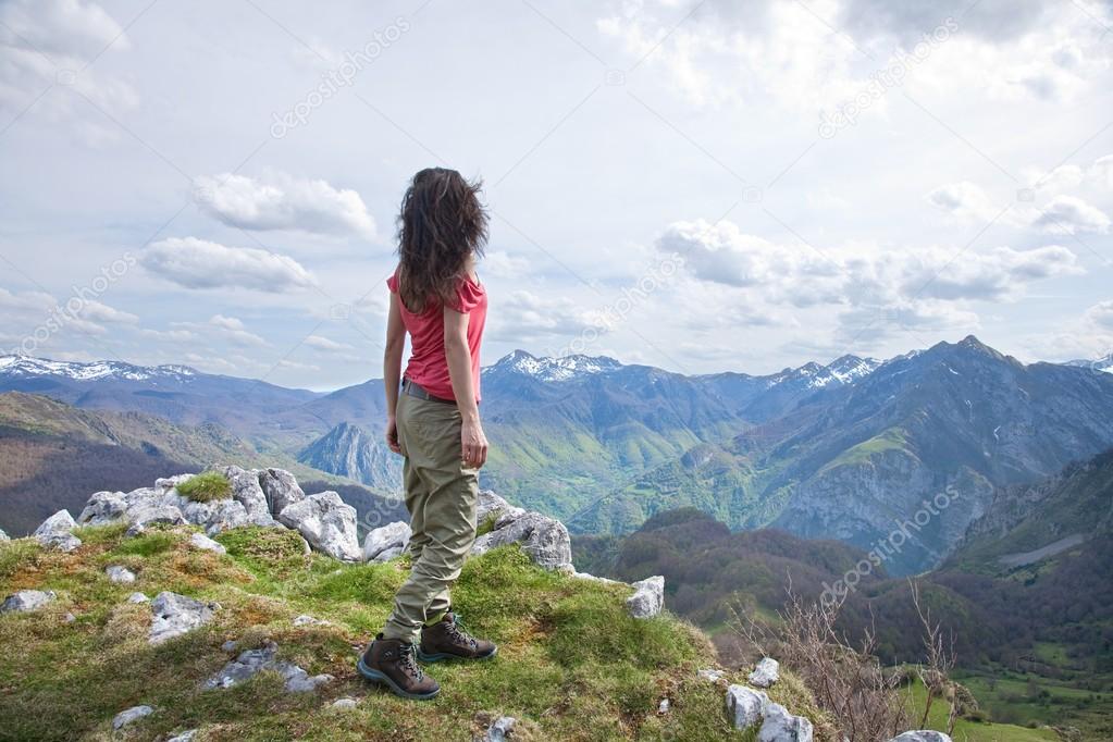 side trekking woman at Picos de Europa