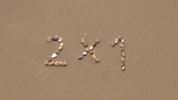 2x1 на песчаном пляже — стоковое видео
