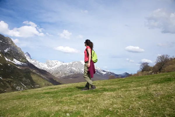 Side Walking auf der Prärie bei picos de europa — Stockfoto