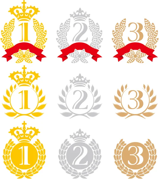 Ensemble de médailles de classement — Image vectorielle