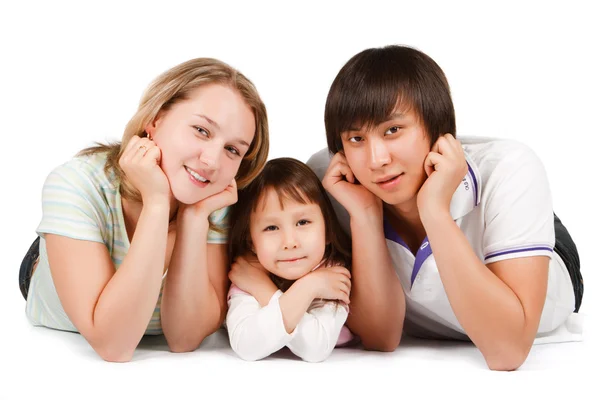 Casual portrait of a healthy, attractive young family — Stock Photo, Image