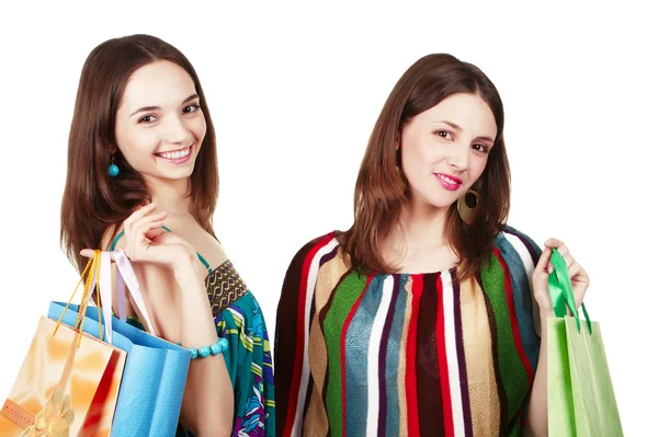 Deux jeunes femmes avec des sacs à provisions — Photo