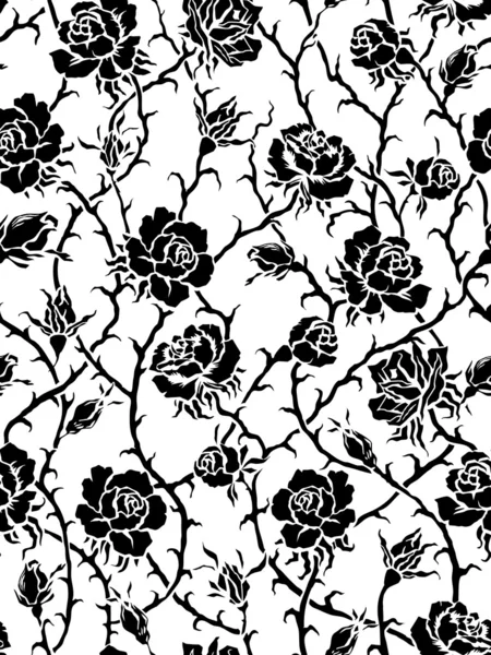 Black and white roses bush seamless illustration — Stock Photo, Image