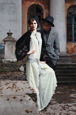 retro moda portre genç bir çift tarz.