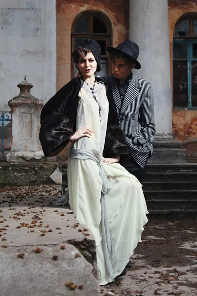 retro moda portre genç bir çift tarz.