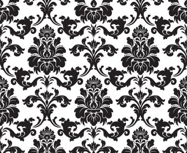 vektör. Dikişsiz damask deseni. kumaş örneği. siyah ve beyaz.