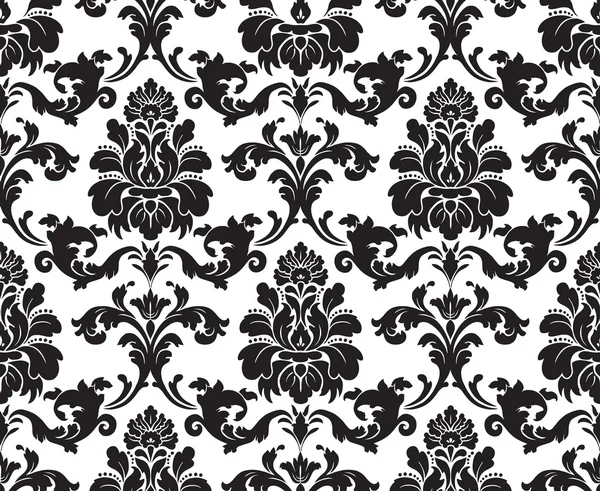 Vecteur. Modèle damassé sans couture. Un échantillon de tissu. Noir et blanc . — Image vectorielle