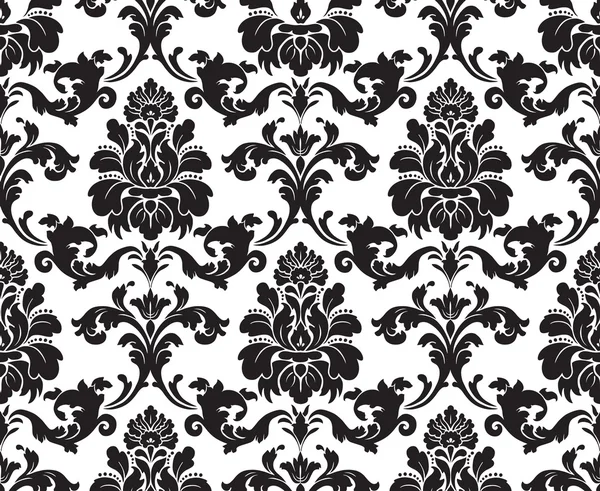 Вектор. Бесшовный рисунок Дамаска. Образец ткани. Черное и белое . — стоковый вектор