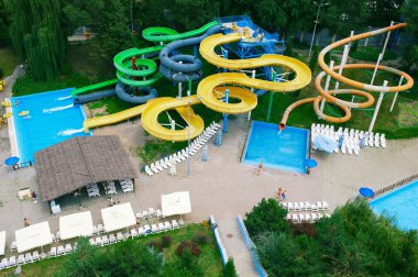 Panorama aquapark kaydırıcıları, Aquapark, su parkı, üstten görünüm