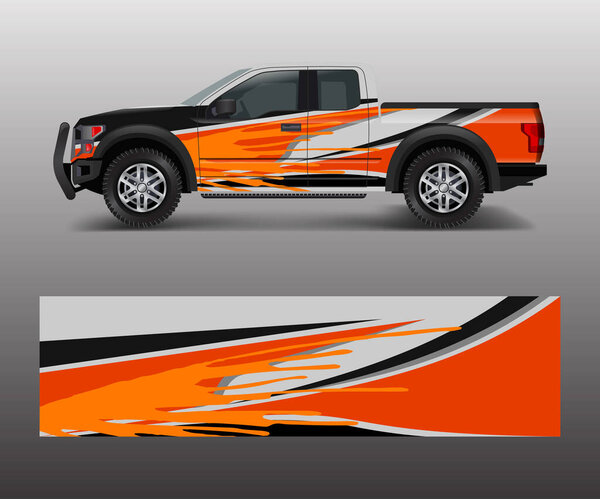 offroad vehicle wrap design vector. Pickup truck decal wrap design vector.