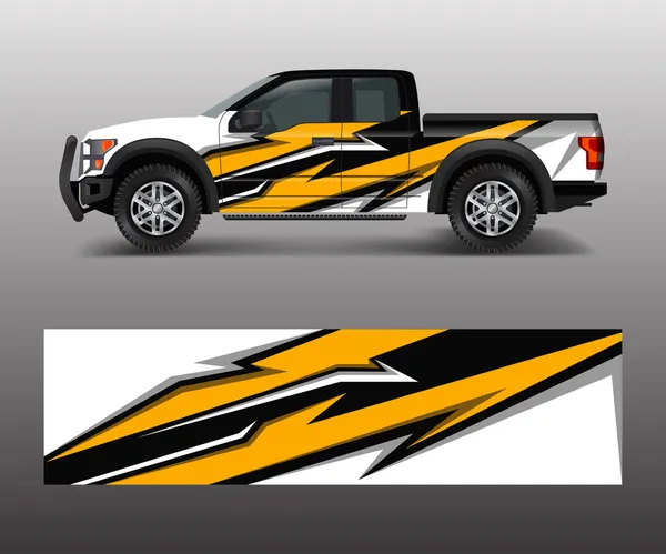 ピックアップトラックのグラフィックベクター 車のビニールラップのためのグランジデザインの抽象的な形状 — ストックベクタ