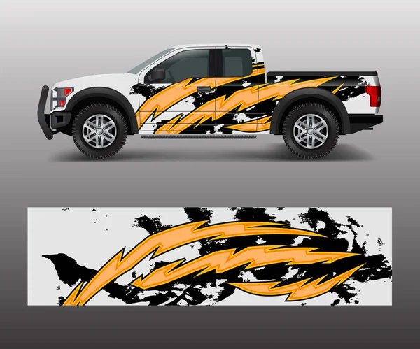 Caminhão Carga Van Wrap Vetor Carro Decalque Wrap Design Desenhos — Vetor de Stock