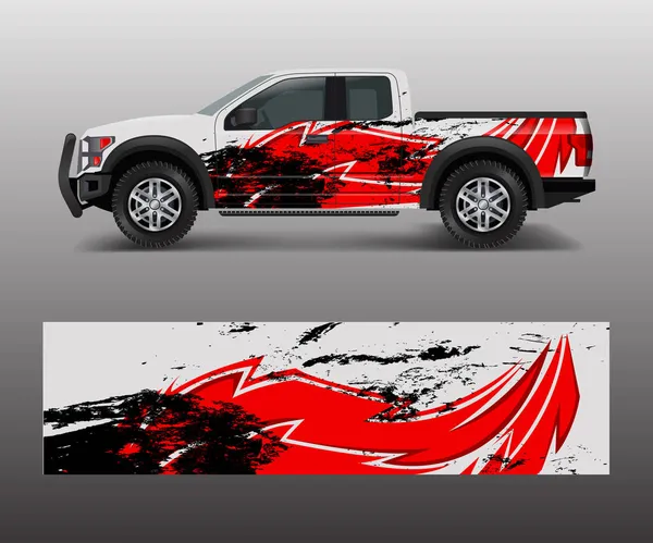 Truck Auto Grafische Achtergrond Wrap Vinyl Sticker Ontwerp Vector — Stockvector