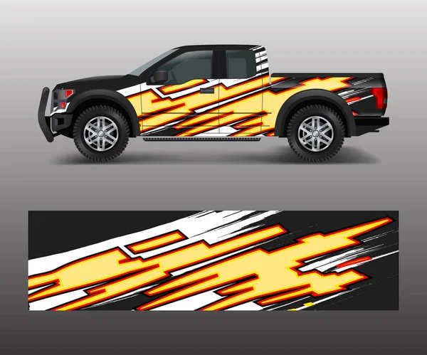 Caminhão Carga Van Wrap Vetor Carro Decalque Wrap Design Desenhos —  Vetores de Stock
