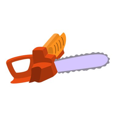 Turuncu düz tasarım illüstrasyonunda elektrikli testere tırpanı