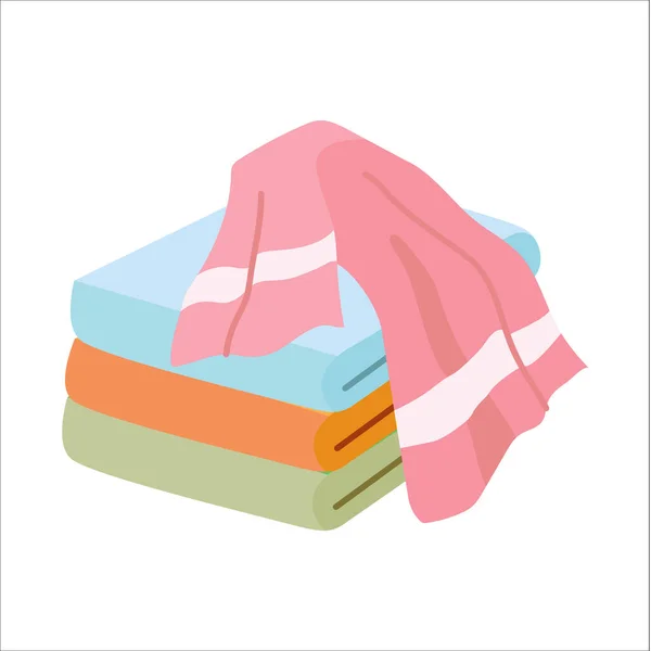 Vector Illustration Pile Pink Blue Orange Green Towels — Stock Vector