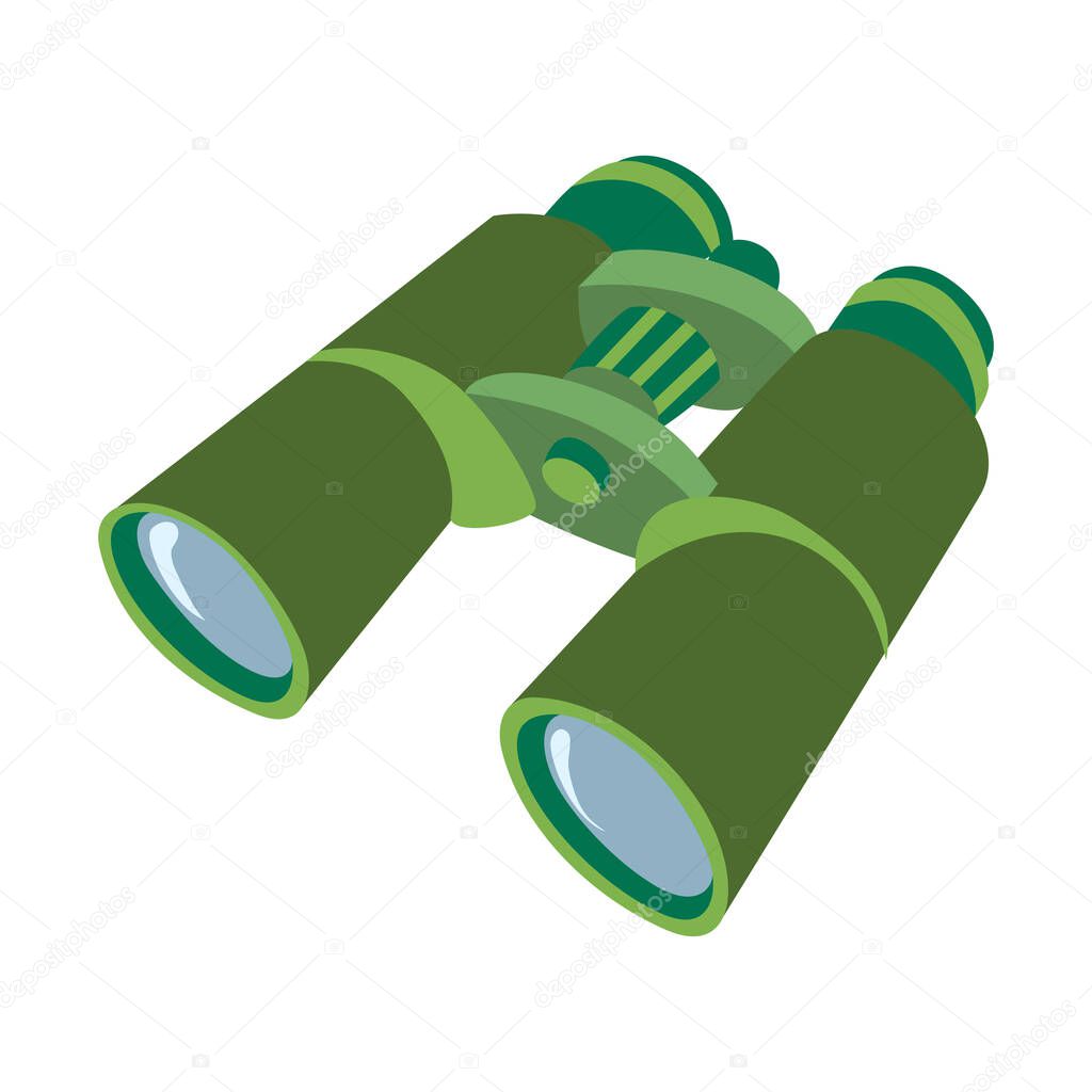 Binoculars in dark green flat design illustration