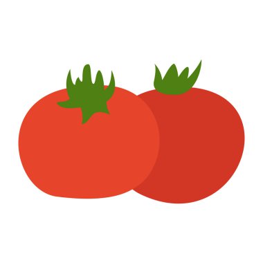 İki olgun domatesin vektör görüntüsü düz dizayn, düz kompozisyon