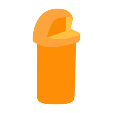 Parlak turuncu plastik çöp kutusu vektör grafikleri, vektör illüstrasyonu