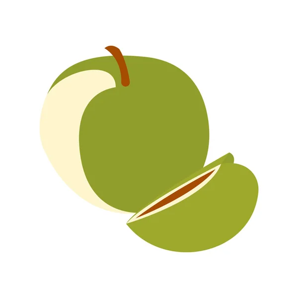 Image Vectorielle Fruit Pomme Vert Mûr Avec Dessin Plat — Image vectorielle