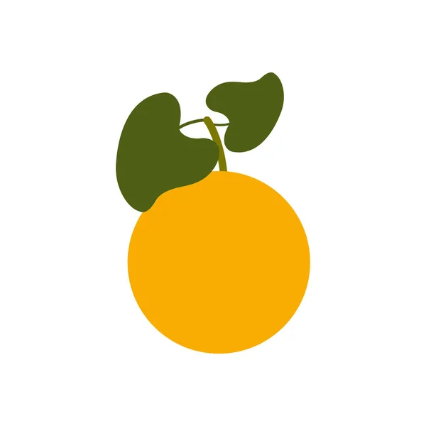 Icono Fruta Naranja Con Hoja Estilo Vida Saludable Dibujo Vectorial — Vector de stock
