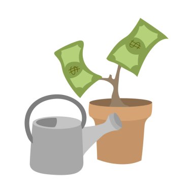 Para Ağacı. Finansal büyüme kavramı vektör çizimi