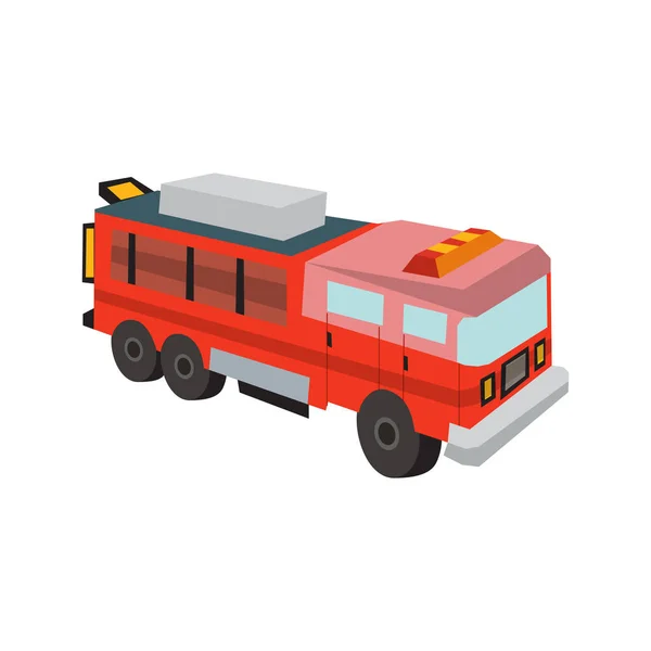 Illustration Vectorielle Design Plat Ville Transport Camion Pompiers Vue Latérale — Image vectorielle