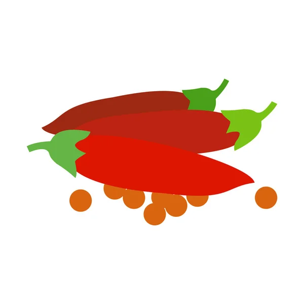Drie Chili Pepers Icoon Hete Rode Chili Set Vector Afbeelding — Stockvector