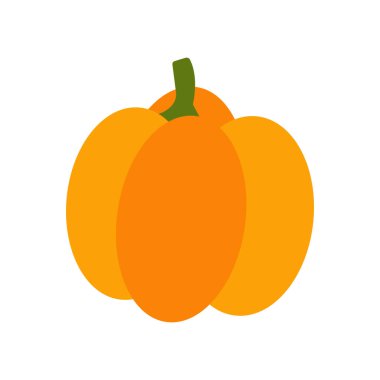 Balkabağı beyaz arka planda izole edilmiş. Düz dizayn. Vektör illüstrasyonu