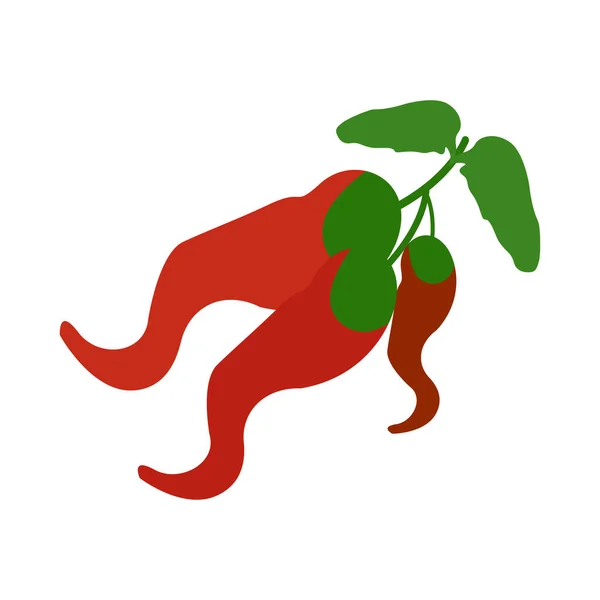 Tres Chiles Hojas Aisladas Sobre Una Imagen Vectorial Fondo Blanco — Vector de stock