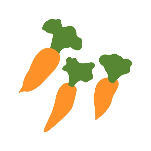 Три Моркови Листьями Ярком Цветном Векторном Рисунке — стоковый вектор