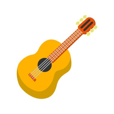 Akustik gitarın vektörü, düz biçim illüstrasyonu