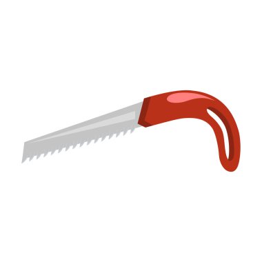 Beyaz arkaplanda izole edilmiş bir simge gördüm. El testeresi düz vektör çizimi beyaz arkaplan üzerinde izole