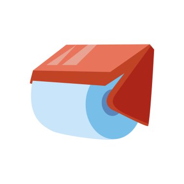 vektör karikatür mutfak kağıt havlu tutacağı, raf düz stili, beyaz arkaplanda simge şablonu