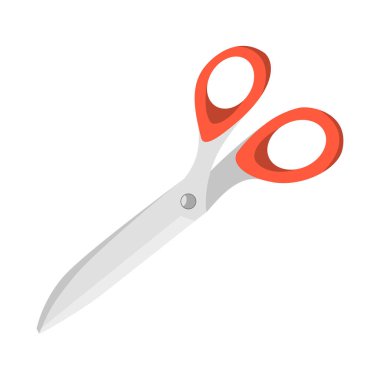 Beyaz arkaplanda izole edilmiş makas simgesinin düz vektör illüstrasyonu