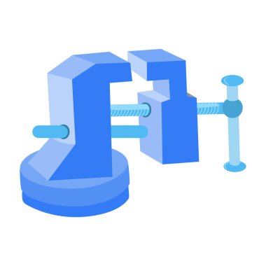 Yardımcı Çene mengene Onarım aracı klemp mavi renk vektör illüstrasyonu