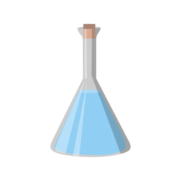 Лабораторная Стеклянная Колба Голубая Жидкость Химические Биологические Эксперименты Векторная Иллюстрация — стоковый вектор