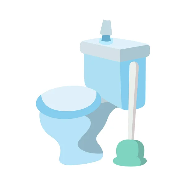 Flaches Vektorsymbol Für Toilette Blaue Toilette Mit Geschlossenem Sitz Seitenansicht — Stockvektor