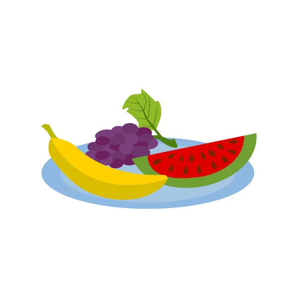 Diseño Placa Fruta Alimentos Orgánicos Saludables Dulce Naturaleza Tema Vector — Vector de stock