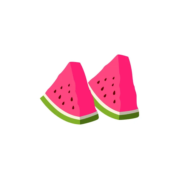 Slices Watermelon Ripe Watermelon Two Quarters Image Food — Stock Vector