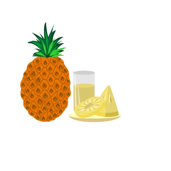 Ananas Und Ananassaft Sind Dieser Abbildung Abgebildet — Stockvektor