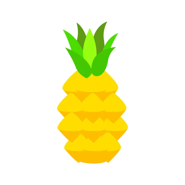 Płaskim Stylu Prosty Piękny Owoc Ananasa Izolacja Białym Tle Ilustracja — Wektor stockowy
