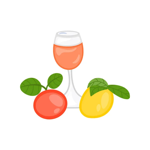 Vaso Jugo Algo Comida Saludable Frutas Bebidas Concepto Plano Ilustración — Vector de stock